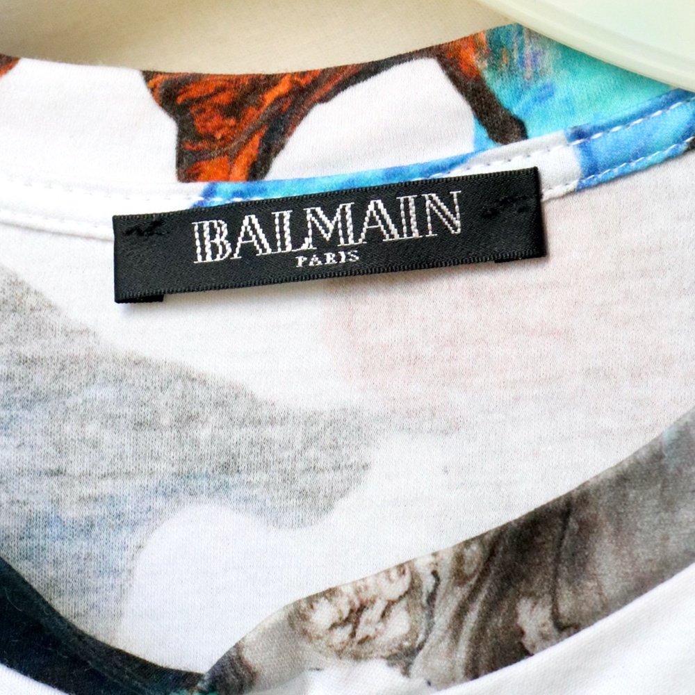 Sleeveless cotton Balmain top in an abstract watercolor print - Picture 7 of 11